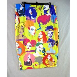 Love J Skirt Womens Pop Art Urban Festival Colorful Soft Elastic‎ Waist Y2k 90's
